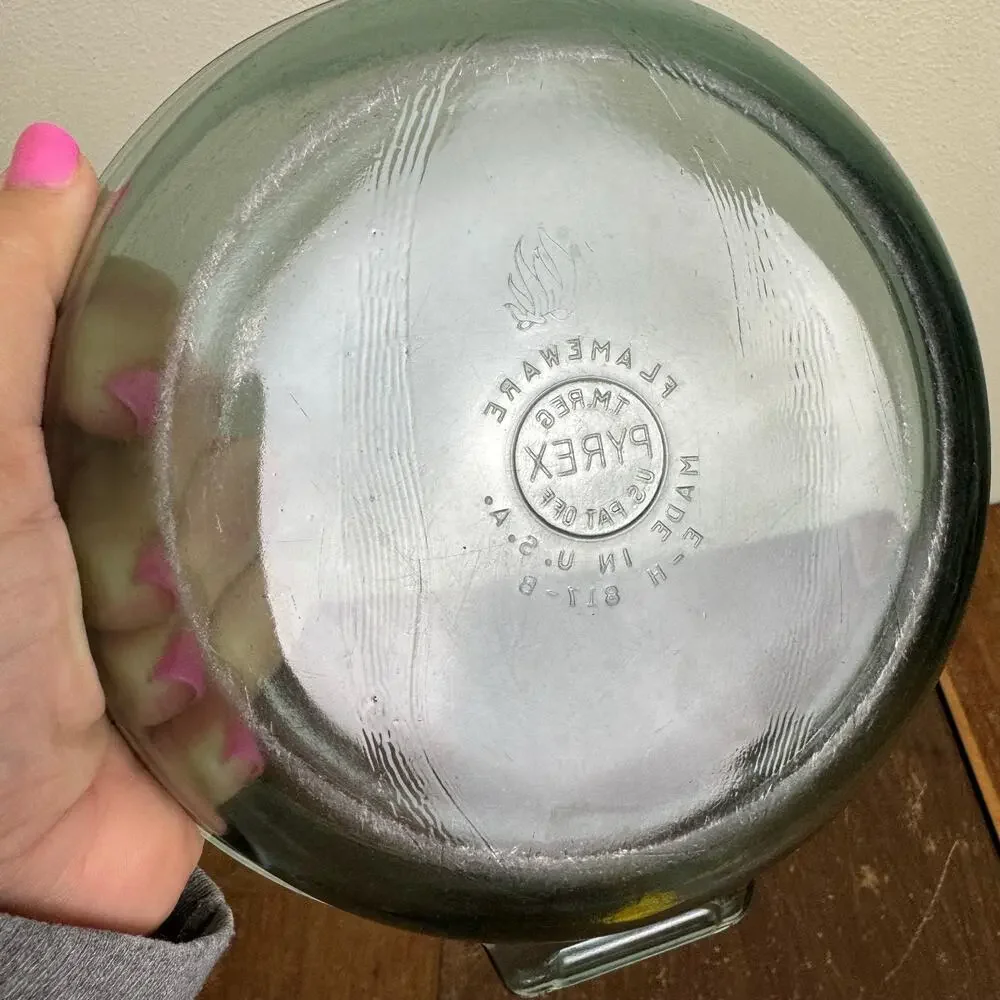 Vintage 1940s Flameware E-H 817-E Blue Tint Pan Skillet Bowl USA